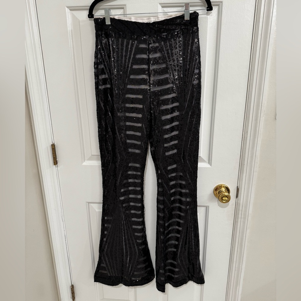 Stylish Black and off white sequin Women's Pants